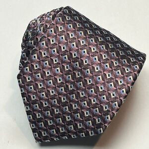 Rocco's Gentlemen's Clothing Men's Silk Necktie Geometric Purple Blue Silver